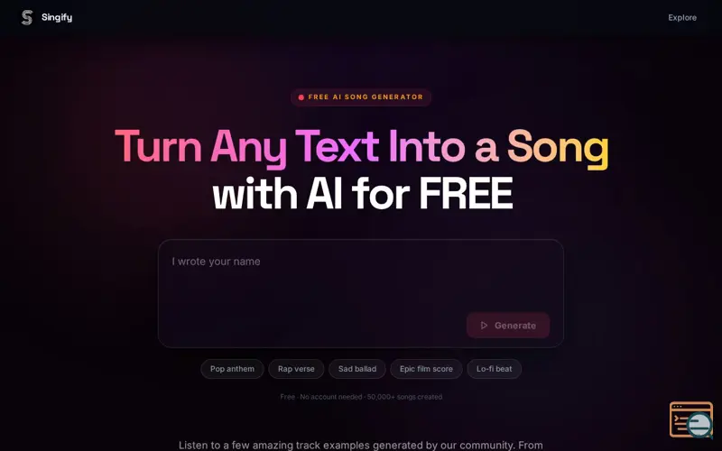 Screenshot of Singify, a launch using AdMaven