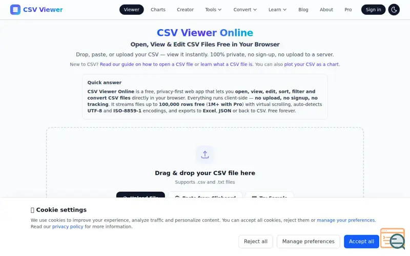 Screenshot of CSV Viewer