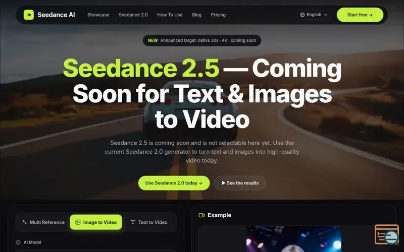 Screenshot of Seedance 2.5 | Text & Image to Video