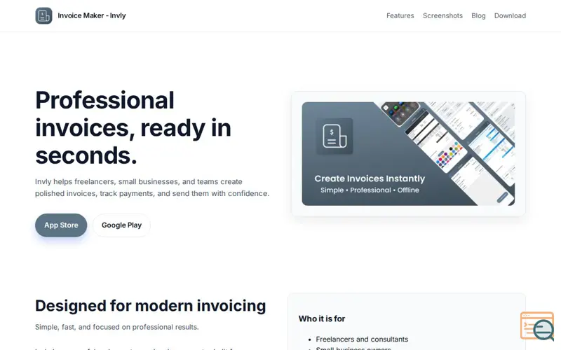 Screenshot of Invoice Maker - Invly