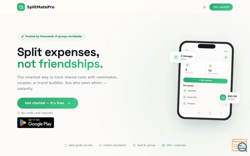 Screenshot of SplitMatePro