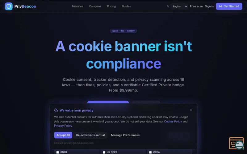 Screenshot of PrivBeacon