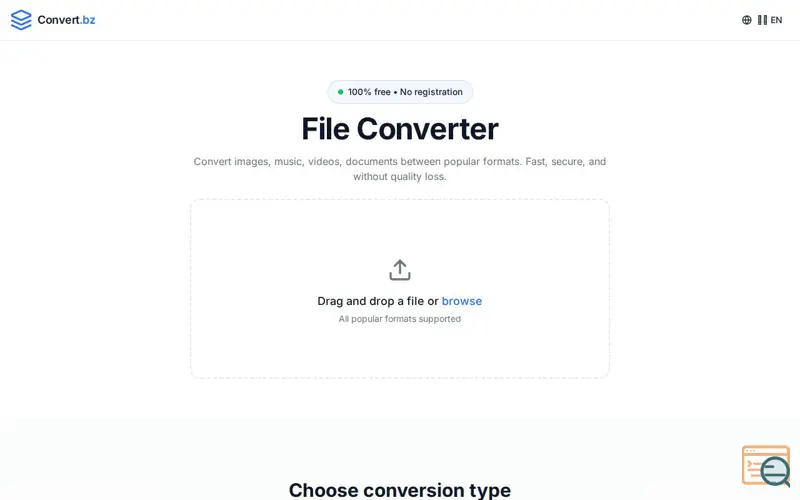 Screenshot of Convert.bz
