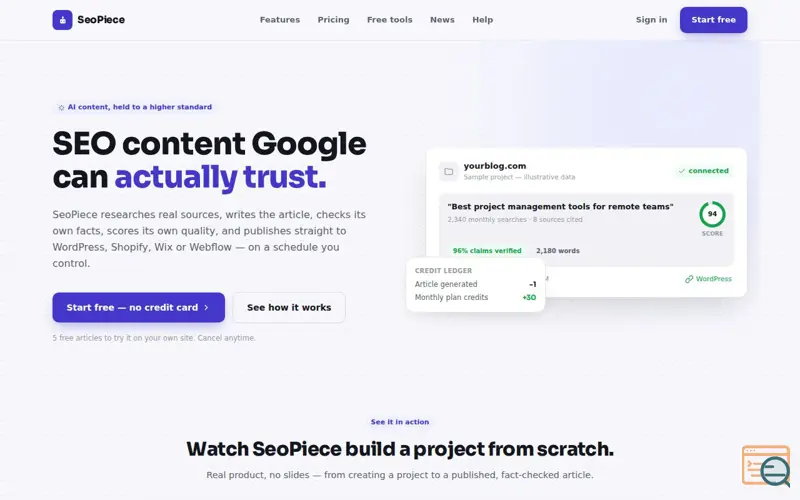 Screenshot of SEO Piece