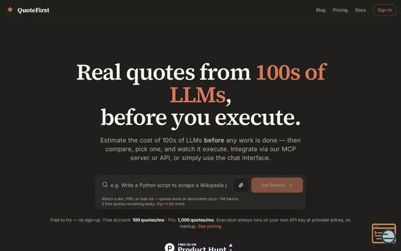 Screenshot of QuoteFirst AI