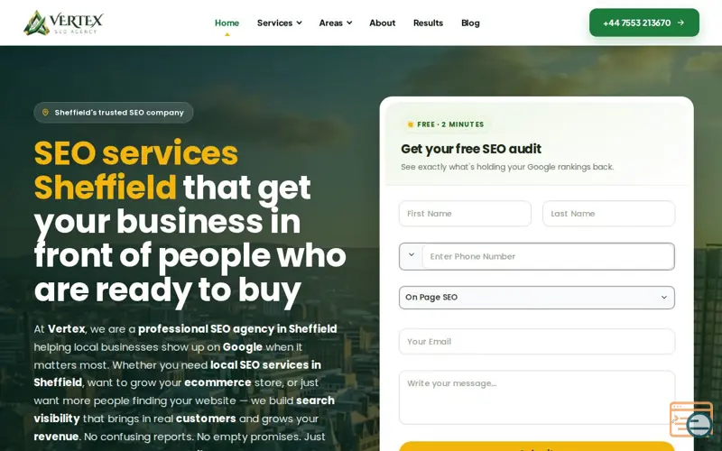 Screenshot of Vertex SEO Agency
