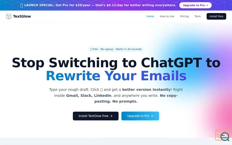 Screenshot of Textglow