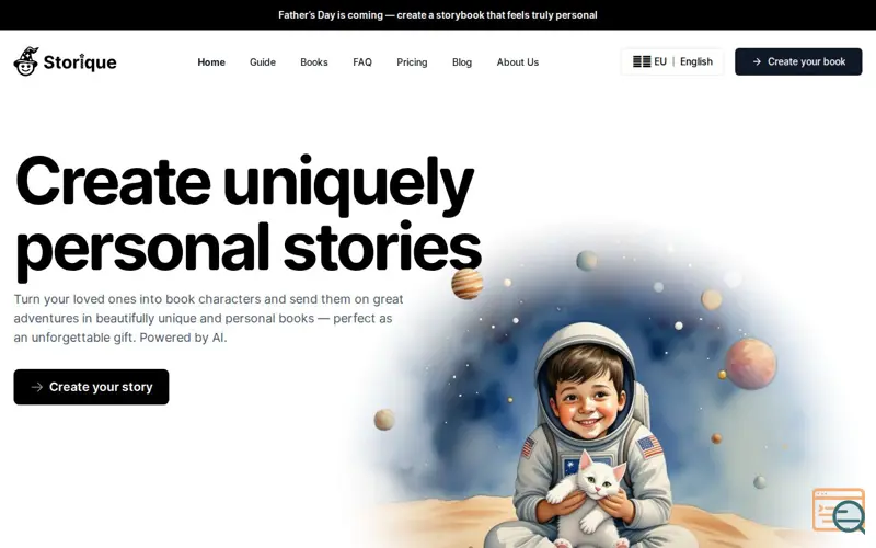 Screenshot of Storique.ai - AI-Powered Children's Book