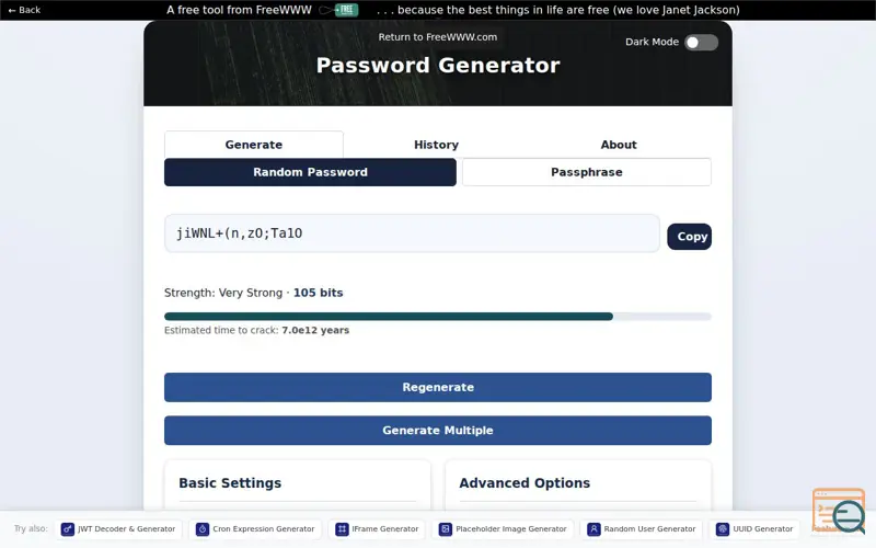 Screenshot of Password Generator