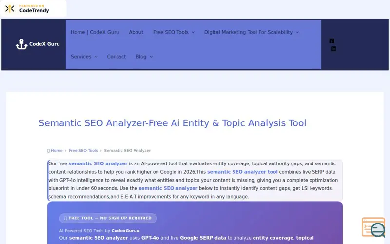Screenshot of Semantic SEO Analyzer-Free , a launch using Apify