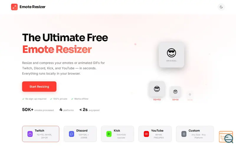 Screenshot of Emote Resizer