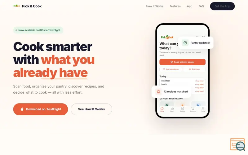 Screenshot of Pick & Cook
