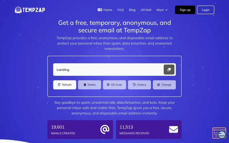 Screenshot of TempZap