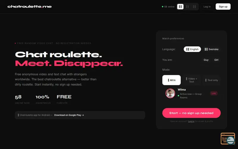 Screenshot of Chatroulette — Free Random Video Chat
