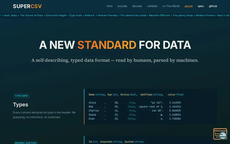 Screenshot of SuperCSV