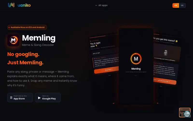 Screenshot of Memling: Meme & Slang Decoder