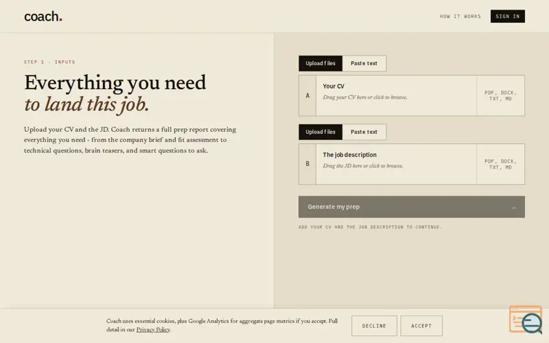 Screenshot of Coach | Interview Prep AI