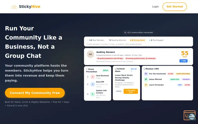 Screenshot of StickyHive