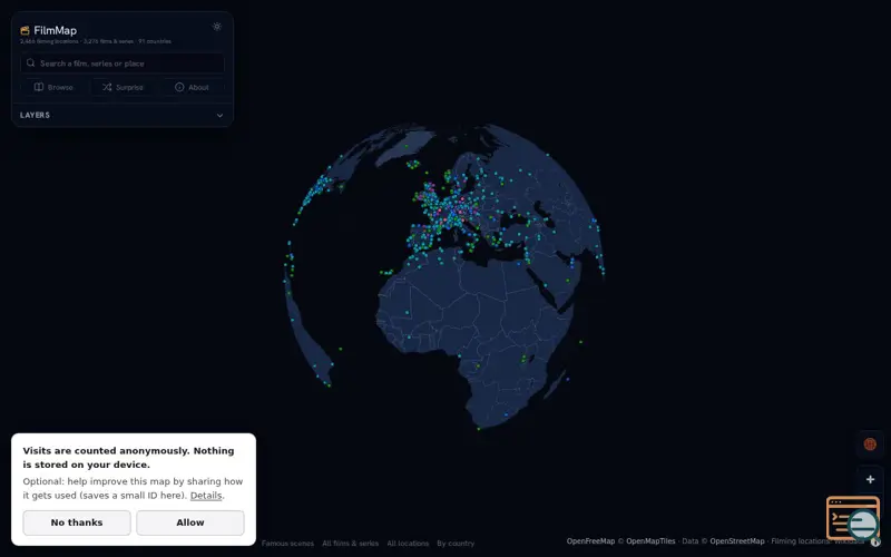 Screenshot of FilmMap