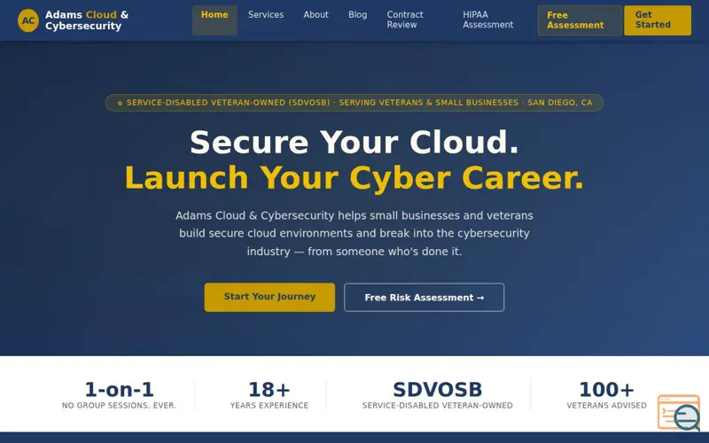 Screenshot of Adams Cloud & Cybersecurity