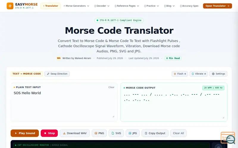 Screenshot of Easy Morse Code Translator