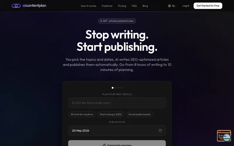 Screenshot of AI Content Plan