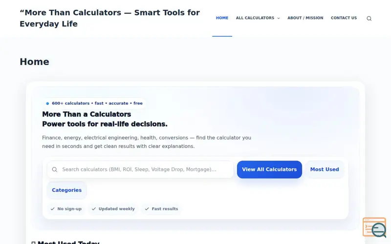 Screenshot of More Than Calculators 