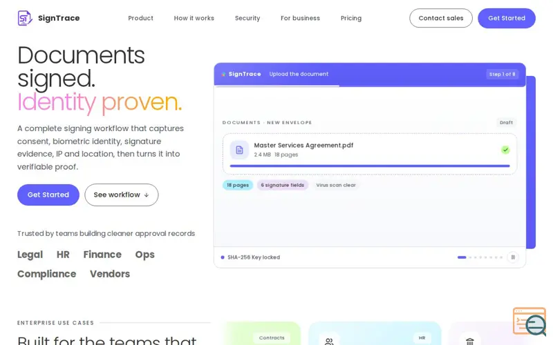 Screenshot of SignTrace