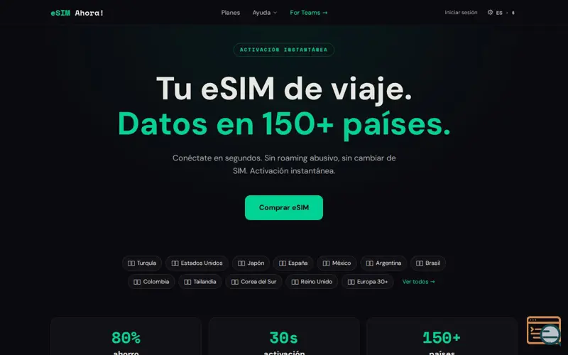 Screenshot of eSIM Ahora