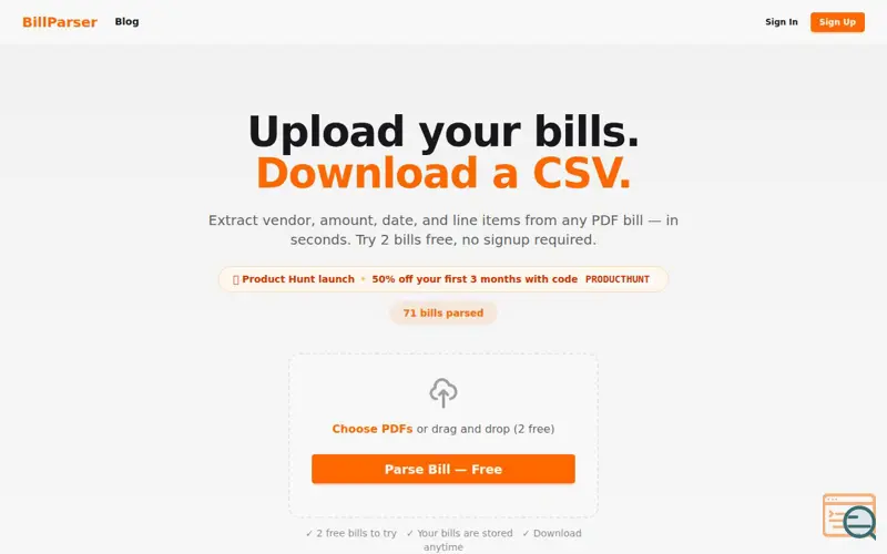 Screenshot of Billparser