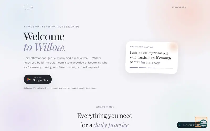 Screenshot of Willow : Manifest & Become