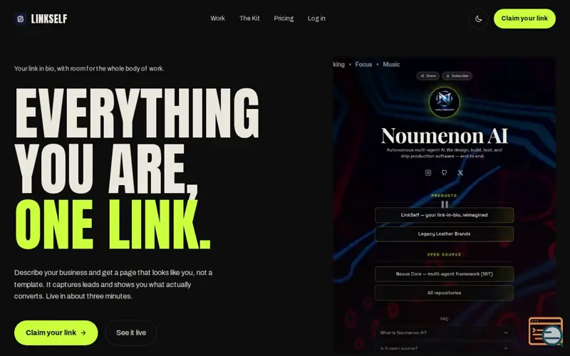 Screenshot of LinkSelf