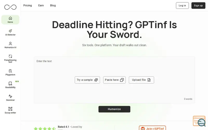 Screenshot of GPTinf