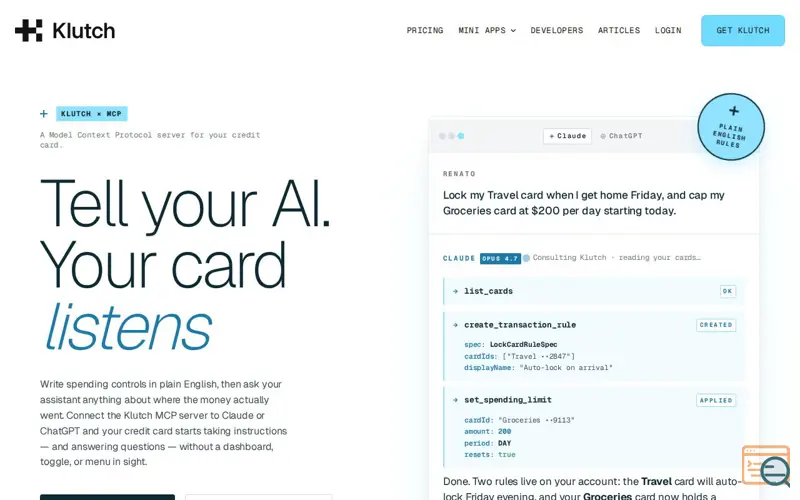 Screenshot of Klutchcard