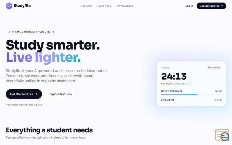 Screenshot of Studyfite