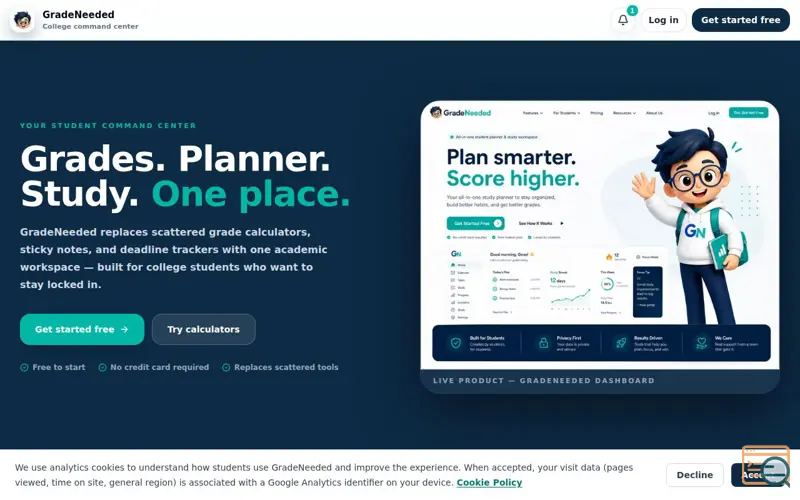 Screenshot of GradeNeeded