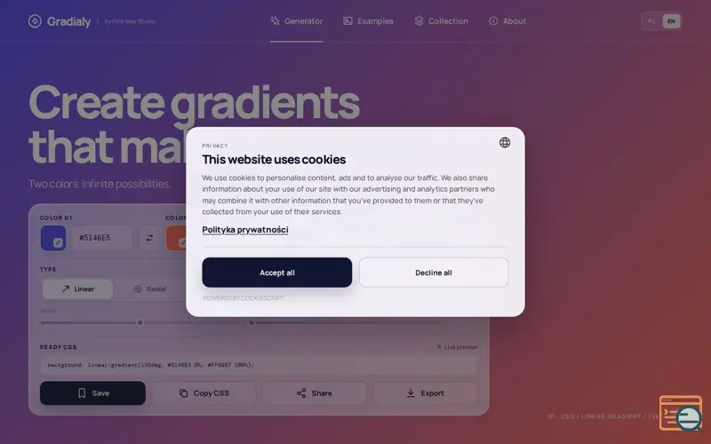Screenshot of Gradialy by Fold Now Studio