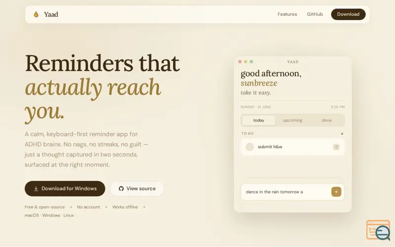 Screenshot of Yaad — Reminders that actually reach you