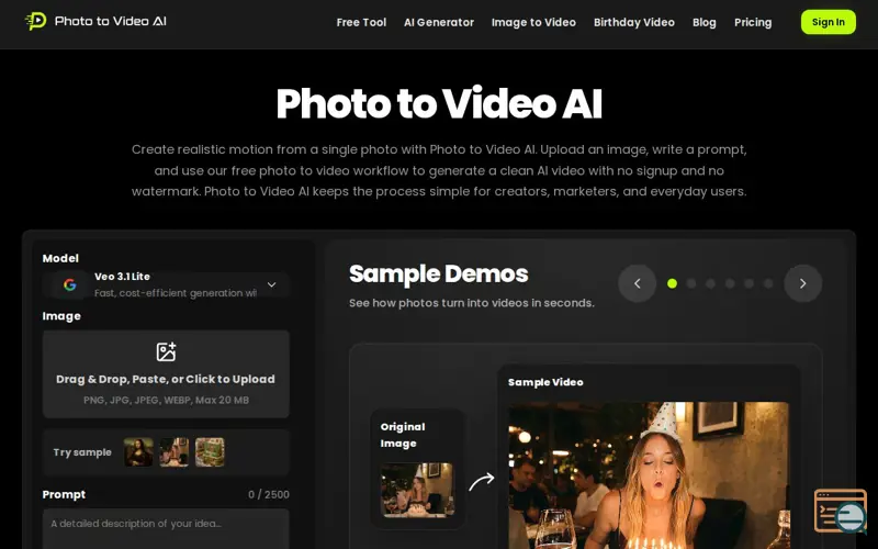 Screenshot of Photo to Video AI