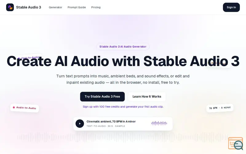 Screenshot of Stable Audio 3