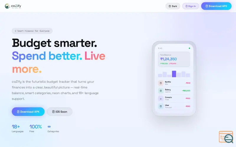 Screenshot of coZify