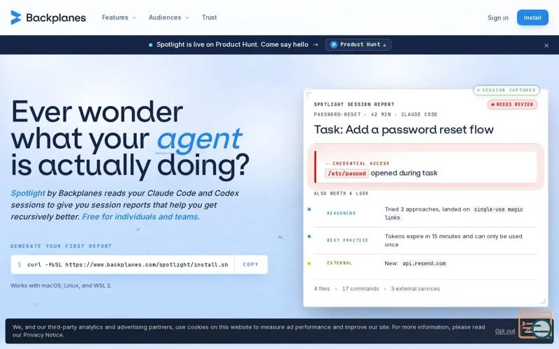 Screenshot of Spotlight by Backplanes