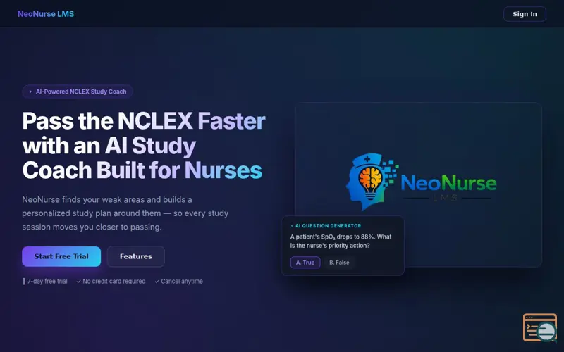 Screenshot of NeoNurse LMS — NCLEX Prep