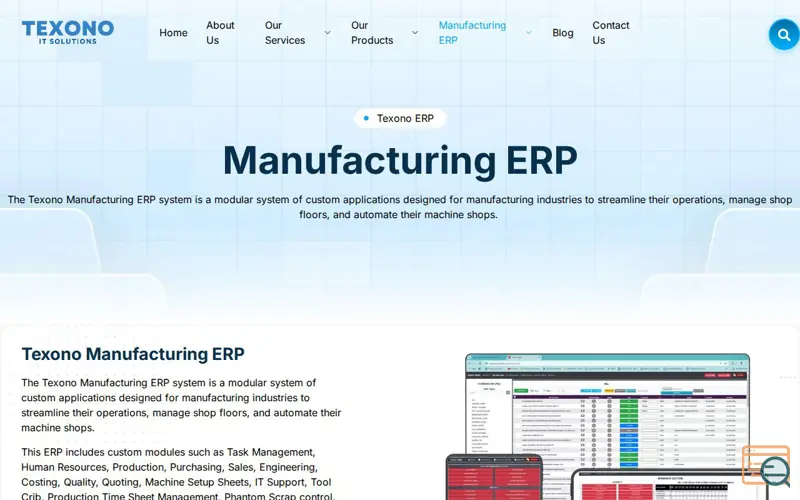 Screenshot of Texono Manufacturing ERP Software