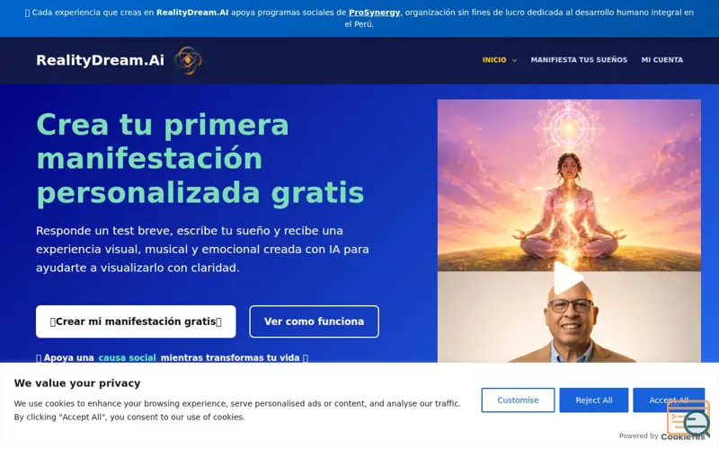 Screenshot of RealityDream.Ai, a launch using Blocksy