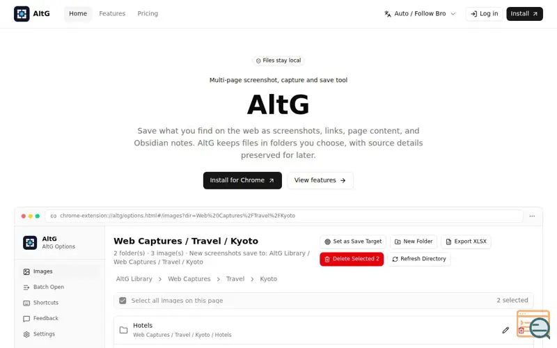 Screenshot of AltG - Web Page Screenshots & Markdown