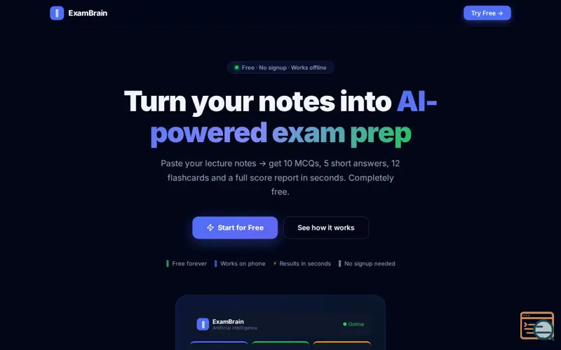 Screenshot of ExamBrain