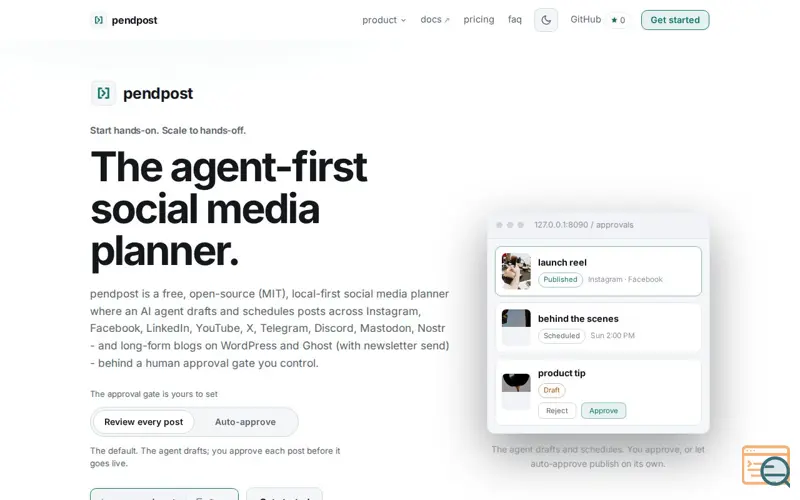 Screenshot of pendpost