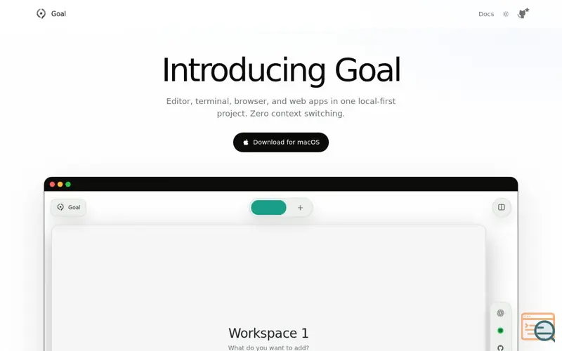 Screenshot of Goal — one workspace.