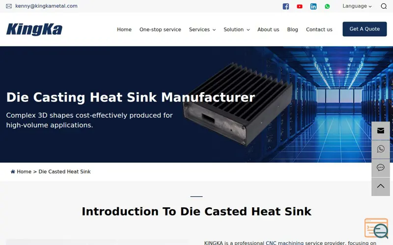 Screenshot of Die Casting Heat Sink Manufacturer